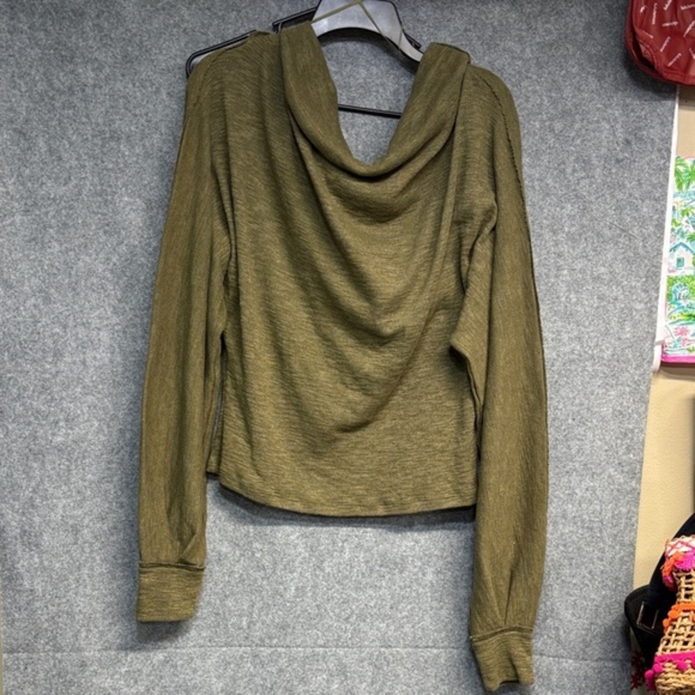 Free People cowl neck olive Don't Forget Me Long Sleeve Knit dolman sleeve 
Top